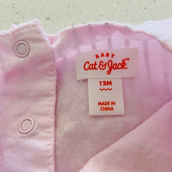 Cat & Jack Light Pink Shimmer Romper Size 12 months - Picture 5 of 9